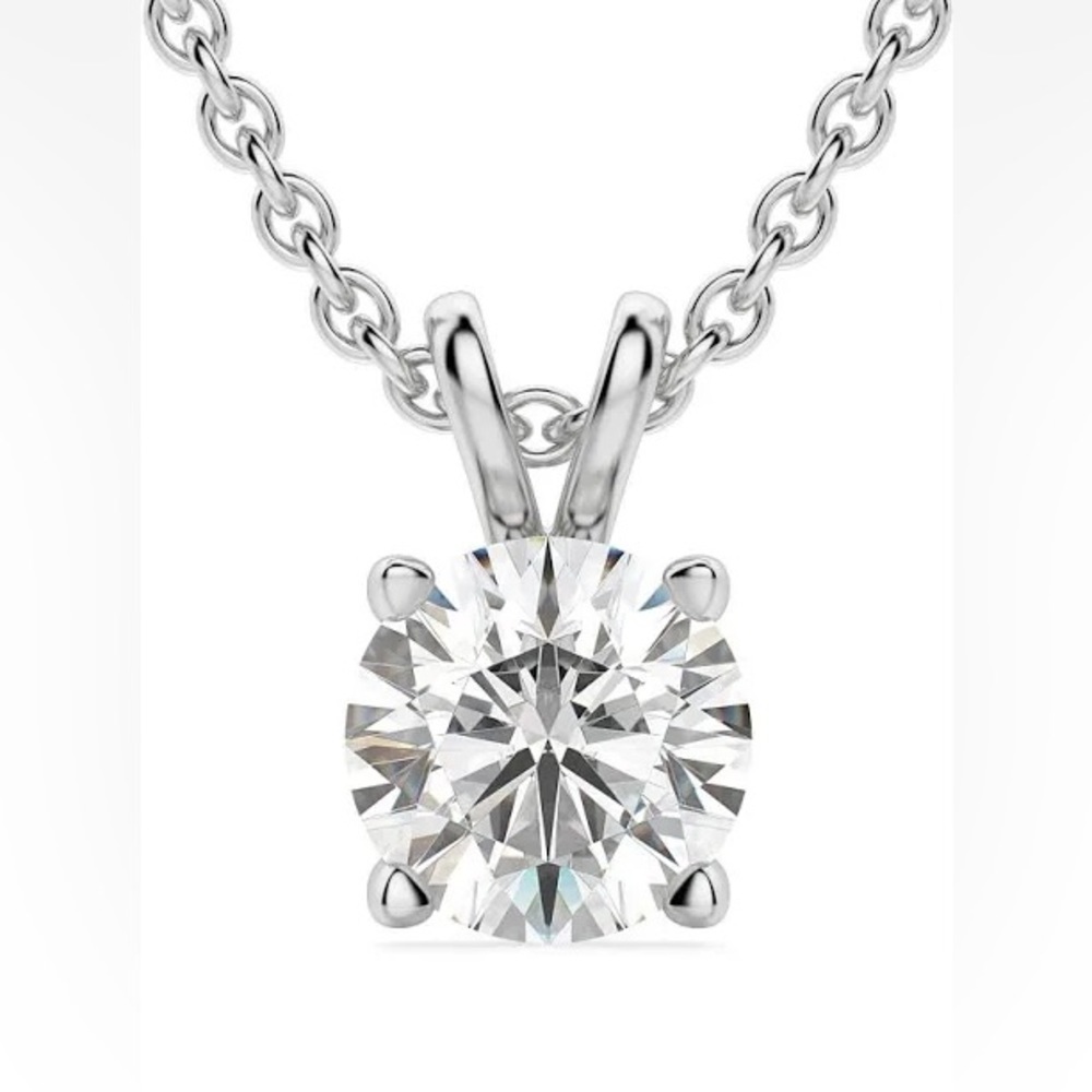Certified 3ct Round Cut Moissanite Diamond  Necklace